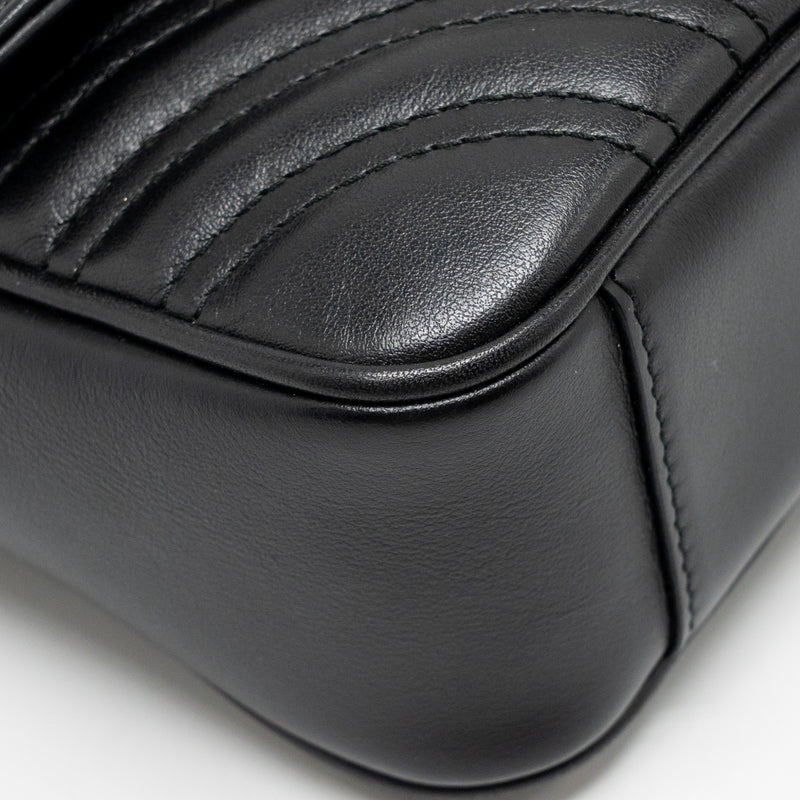 Gucci Small GG Marmont Shoulder Bag Calfskin Black GHW