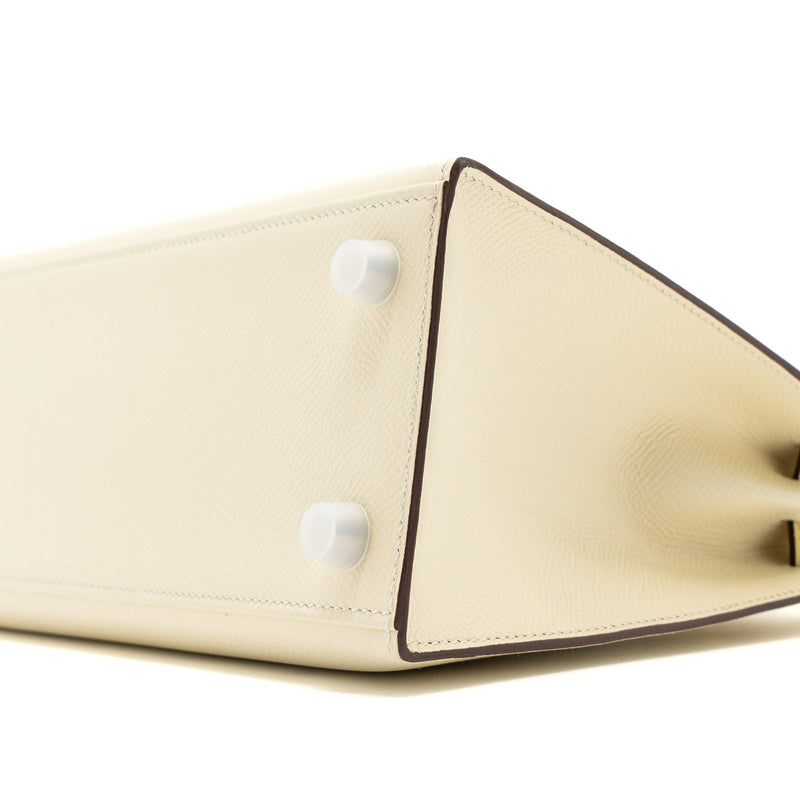 Hermes kelly 25 epsom nata / jaune poussin / sesame SHW stamp Z