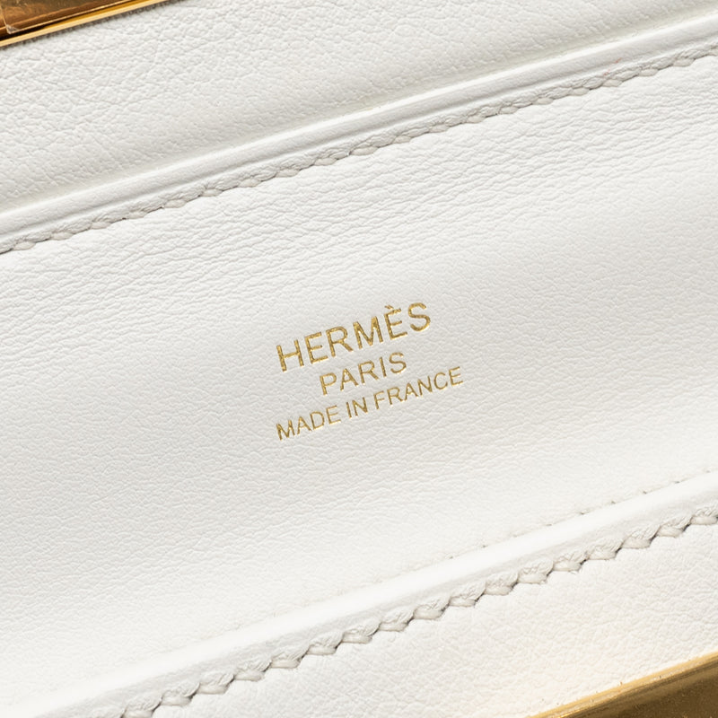 Hermes Mini 2424 24/24-21 Bag Evercolor/Swift New White GHW Stamp B