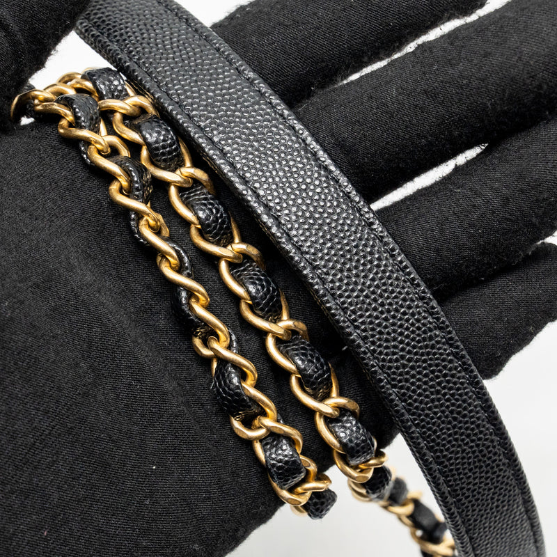 Chanel 22K Mini Flap Bag with Top Handle Shiny Grained Calfskin Black GHW (Microchip)