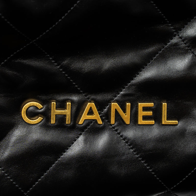 Chanel Small 22 Bag Shiny Calfskin Black GHW (Microchip)