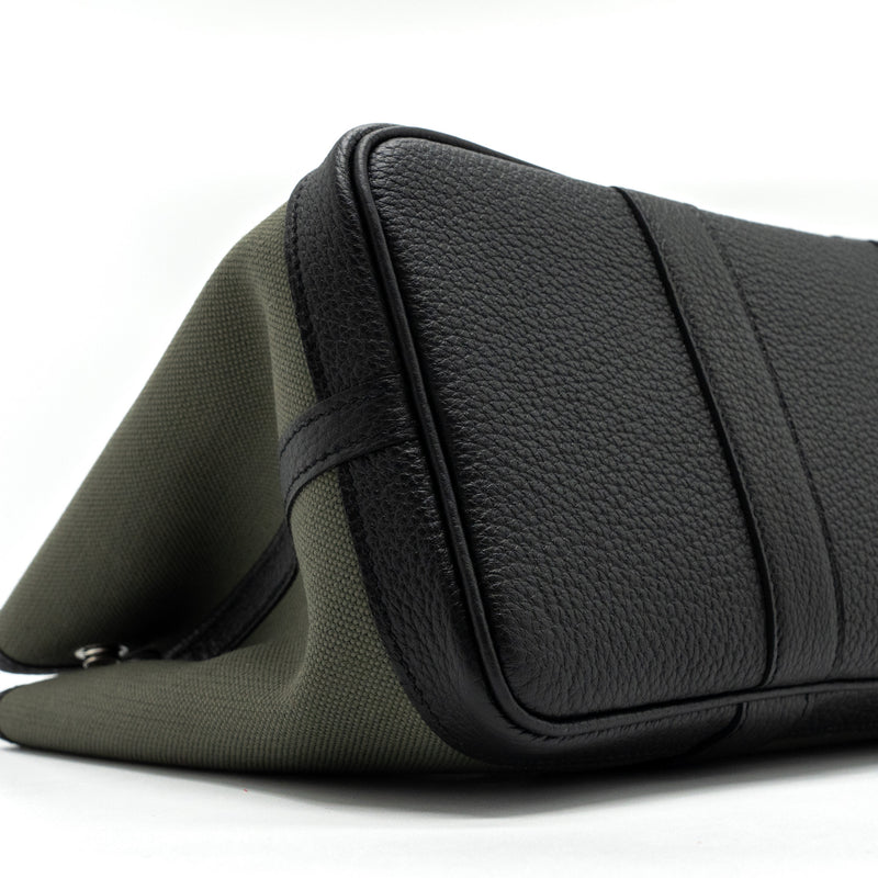 Hermes Garden Party 30 Toile Militaire/Negonda Vert De Gris/Black SHW Stamp U