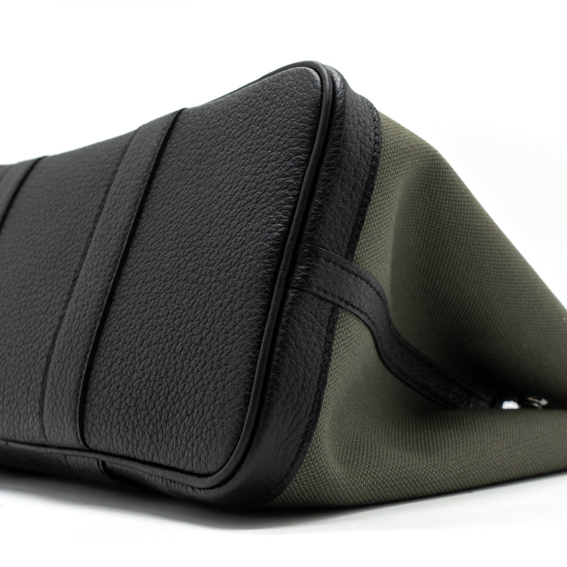 Hermes Garden Party 30 Toile Militaire/Negonda Vert De Gris/Black SHW Stamp U
