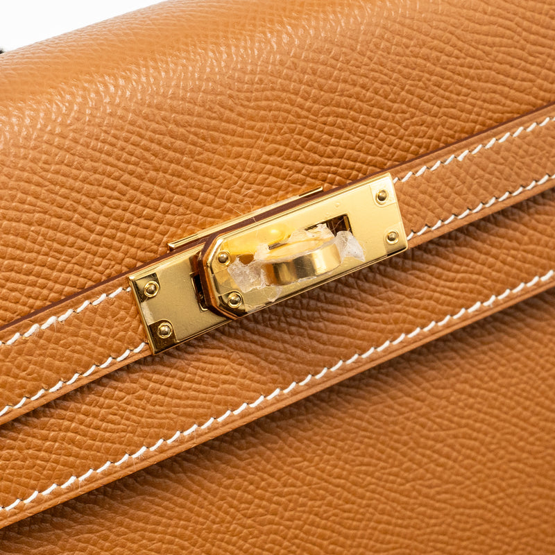 Hermes Kelly 25 Epsom Gold GHW Stamp D