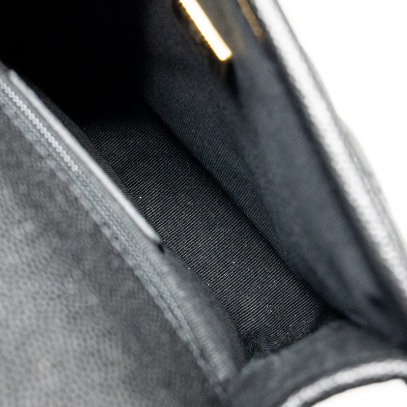 Chanel 22K Mini Flap Bag with Top Handle Shiny Grained Calfskin Black GHW (Microchip)