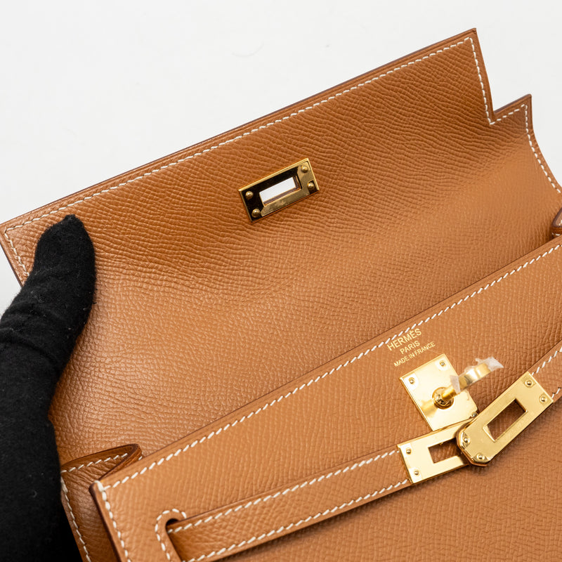 Hermes Kelly 25 Epsom Gold GHW Stamp D