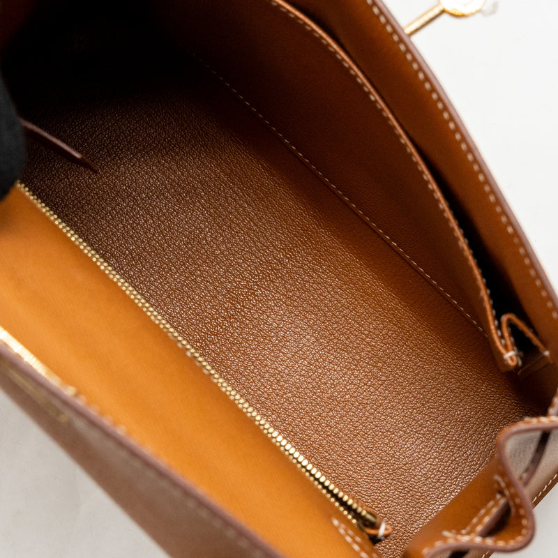 Hermes Kelly 25 Epsom Gold GHW Stamp D