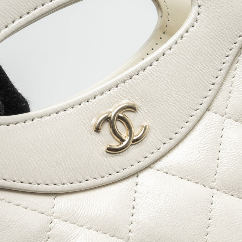 Chanel Mini 31 Clutch with Chain Shiny Calfskin White LGHW (Microchip)