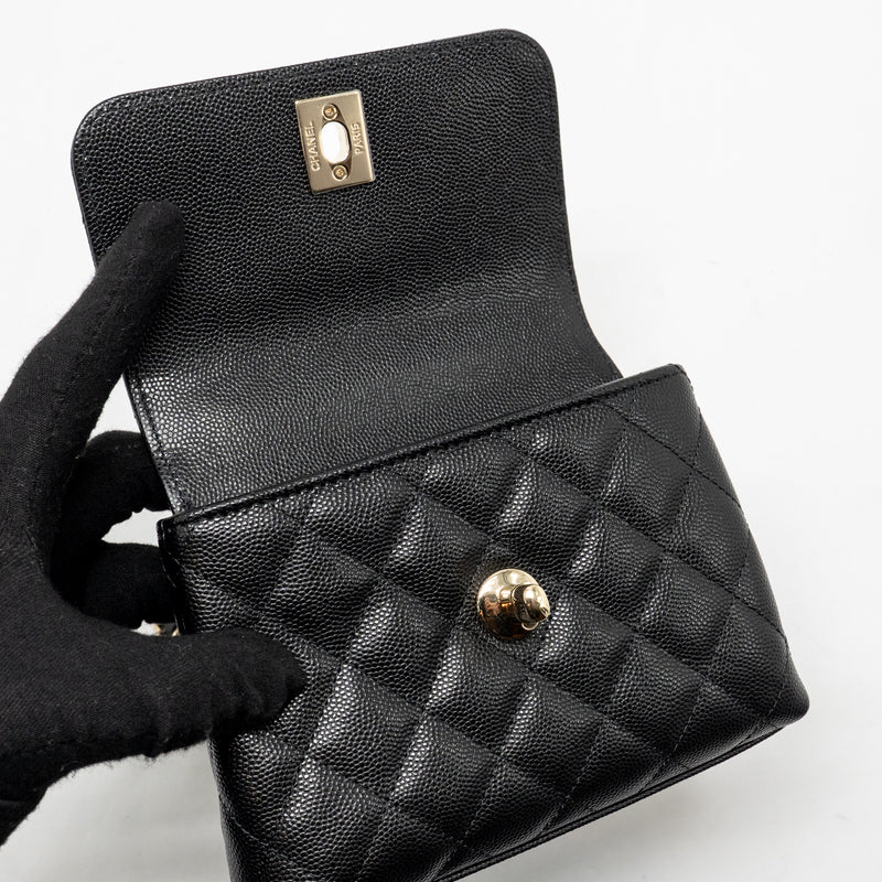 Chanel Coco Handle Clutch with Chain caviar Black LGHW (Microchip)