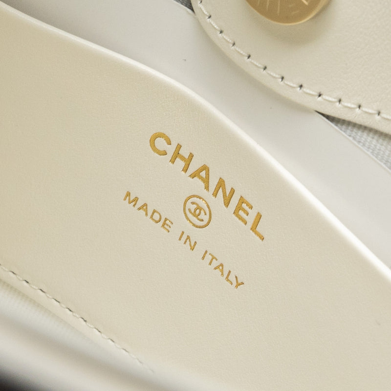 Chanel Mini 31 Clutch with Chain Shiny Calfskin White LGHW (Microchip)