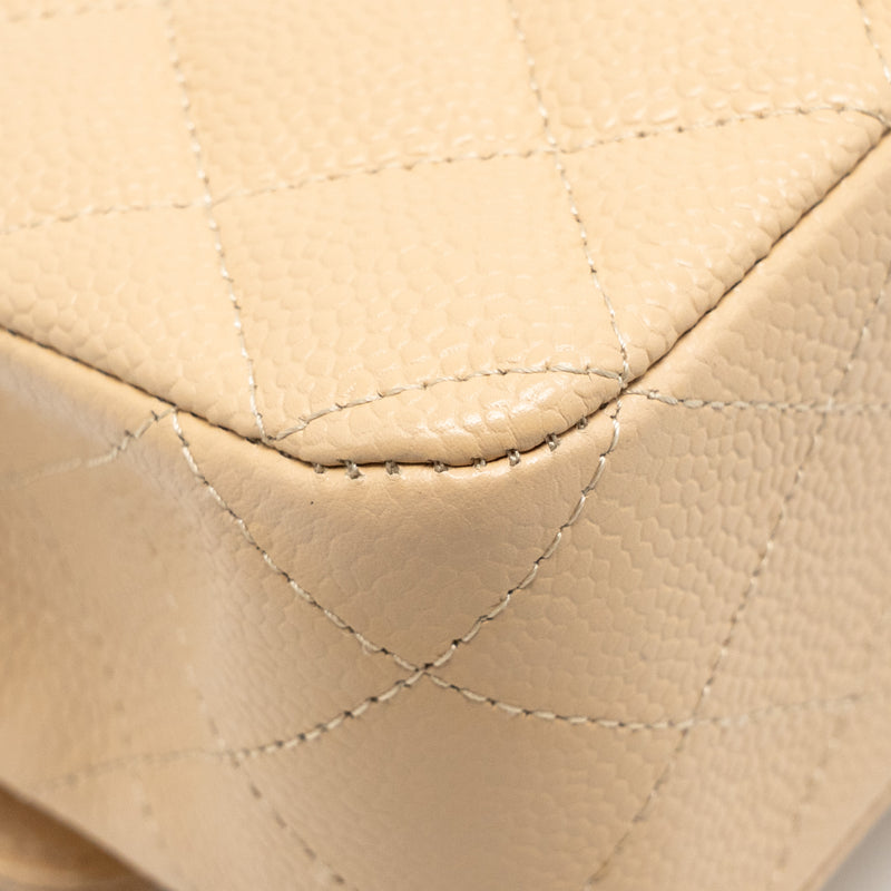 Chanel Medium Classic Double Flap Bag Caviar Beige SHW