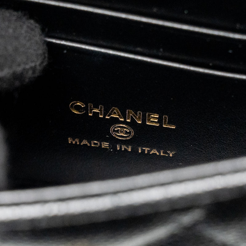 Chanel Coco Handle Clutch with Chain caviar Black LGHW (Microchip)