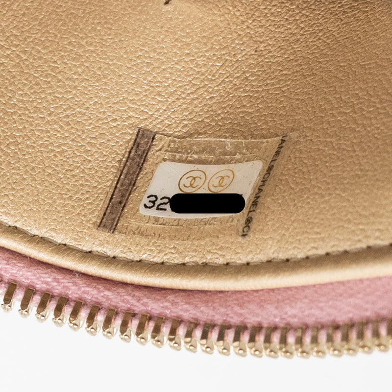 Chanel Top Handle Round Vanity Case Lambskin Pink LGHW