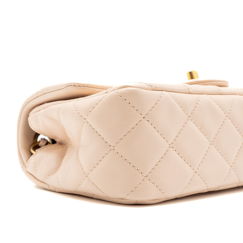 Chanel Pearl Crush Mini Rectangular Flap Bag Lambskin Light Pink GHW (microchip)