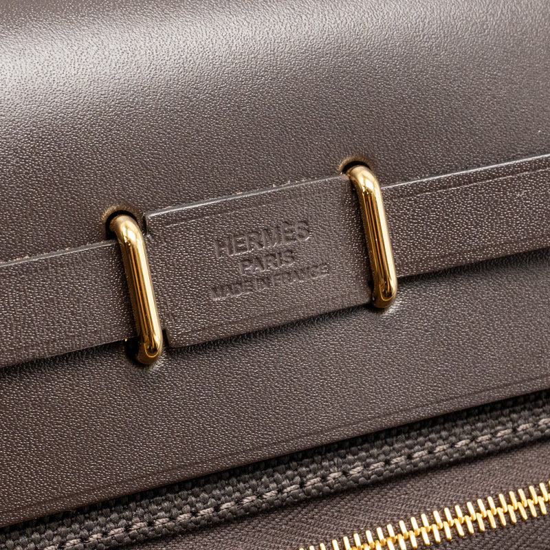 Hermes herbag mini canvas/hunter Leather Ebene GHW Stamp W