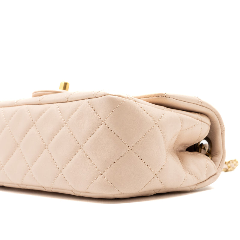 Chanel Pearl Crush Mini Rectangular Flap Bag Lambskin Light Pink GHW (