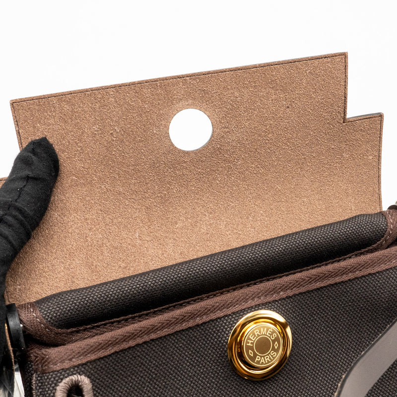 Hermes herbag mini canvas/hunter Leather Ebene GHW Stamp W