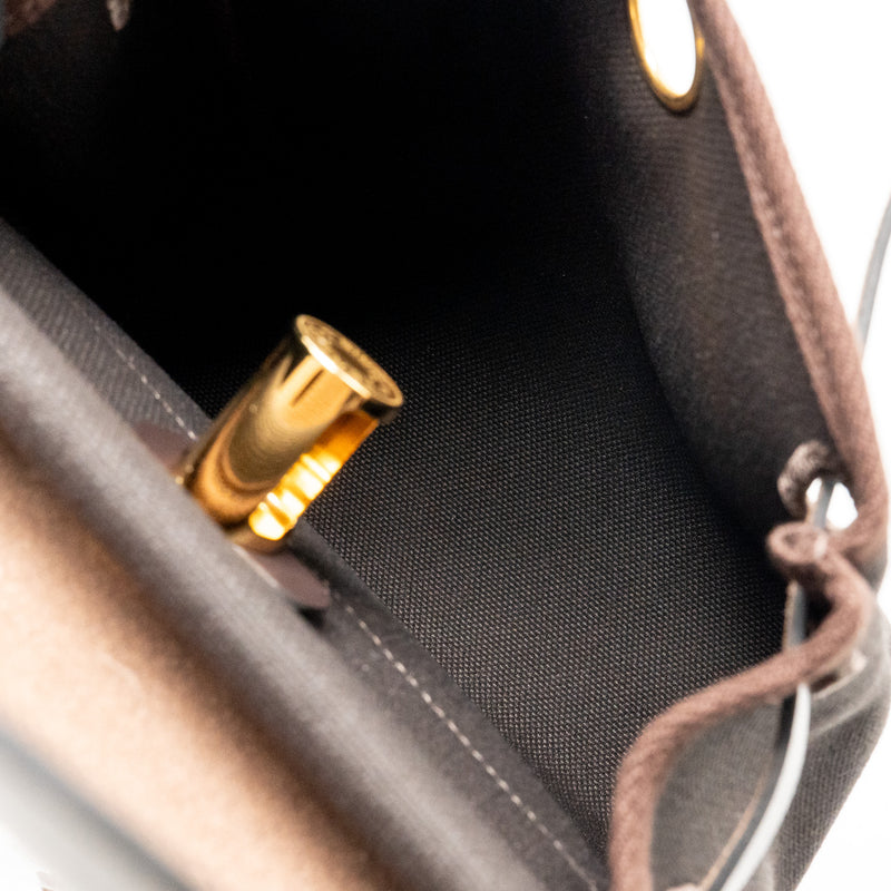 Hermes herbag mini canvas/hunter Leather Ebene GHW Stamp W