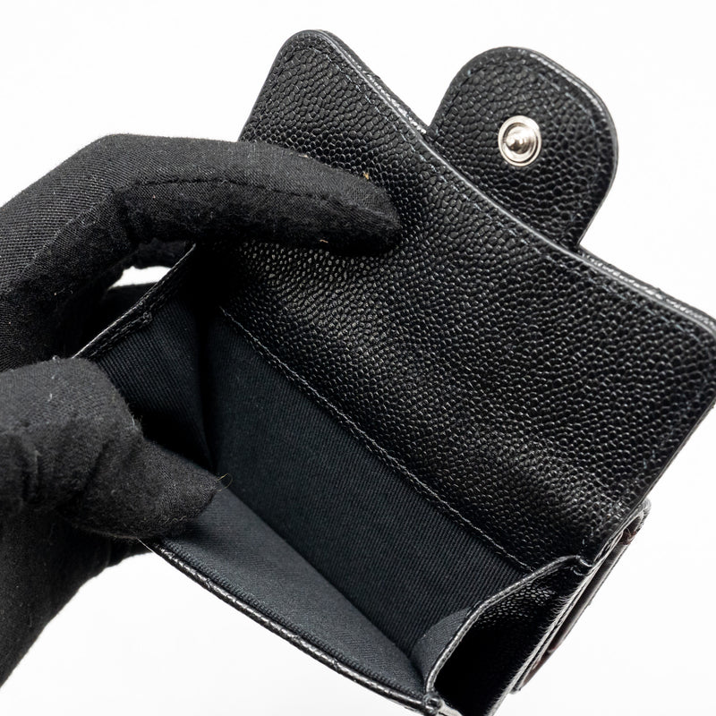 Chanel Small Compact Wallet Caviar Black LGHW (microchip)
