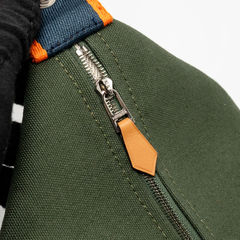 Hermes Bride-A-Brac Case Large Model Canvas Dark Green/Dark Blue/Orange SHW