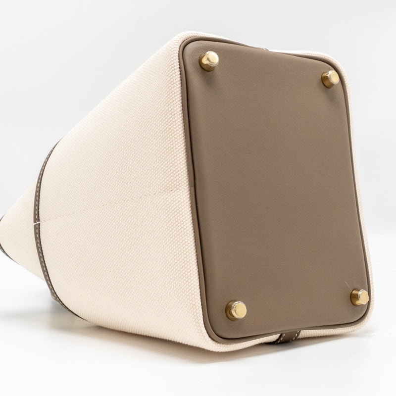 Hermes Cargo Picotin 18 Lock Bag Canvas/Swift Ecru/Etoupe GHW Stamp W
