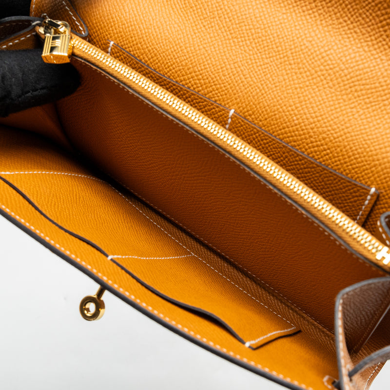 Hermes Kelly to Go Epsom Toffee GHW Stamp B