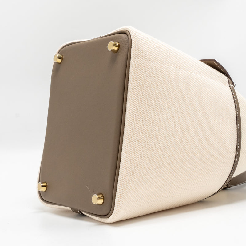 Hermes Cargo Picotin 18 Lock Bag Canvas/Swift Ecru/Etoupe GHW Stamp W