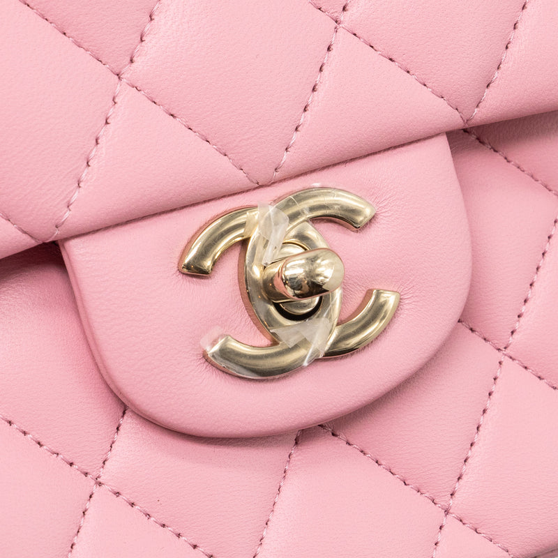 Chanel Small Classic Double Flap Bag Lambskin Pink LGHW(Microchip)