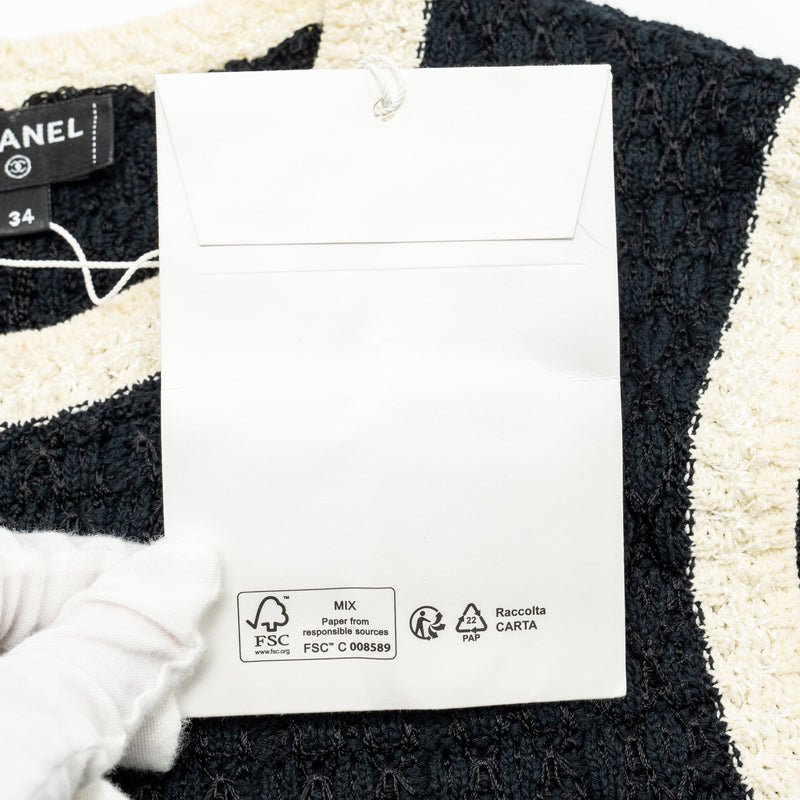 Chanel size 34 24P Dress cotton/viscose/polyamide black/white