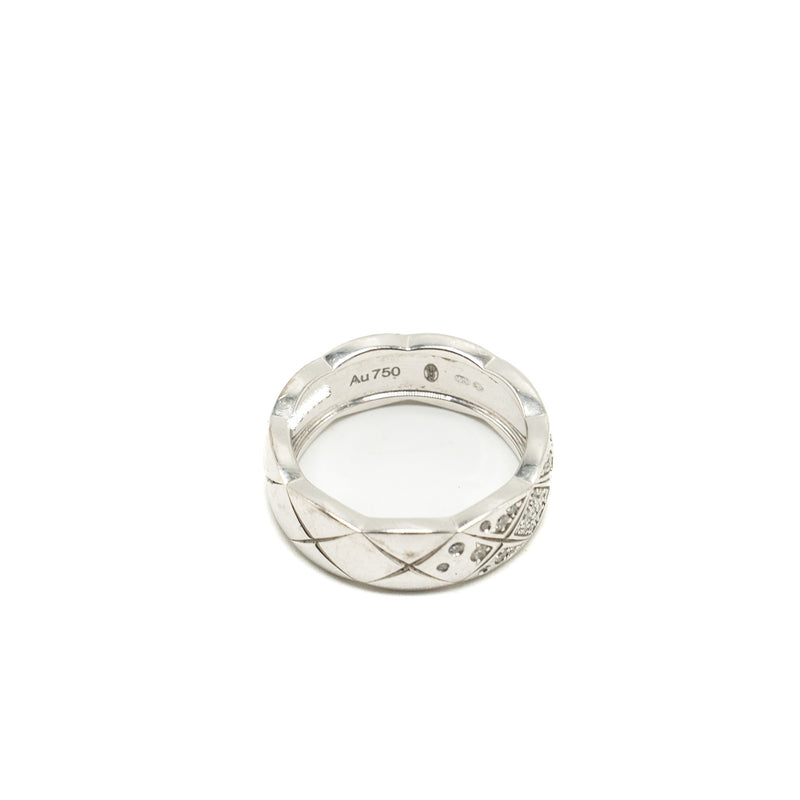 Chanel Size 54 Coco Crush Ring Small Version Quilted Motif White Gold, Diamonds