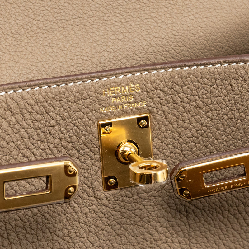 Hermes Kelly 25 Retourne TOGO Etoupe GHW Stamp W