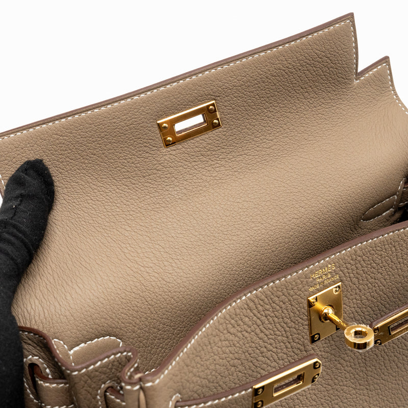 Hermes Kelly 25 Retourne TOGO Etoupe GHW Stamp W