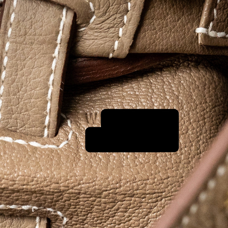 Hermes Kelly 25 Retourne TOGO Etoupe GHW Stamp W