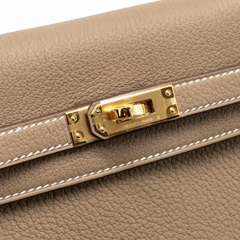 Hermes Kelly 25 Retourne TOGO Etoupe GHW Stamp W