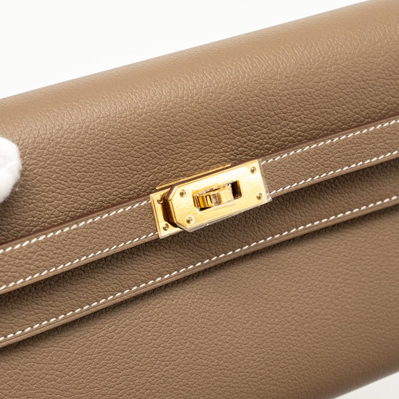 Hermes kelly to go Evercolor Etoupe GHW stamp W