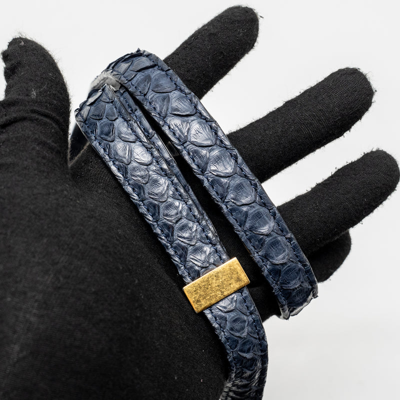 Celine medium classic box bag python navy GHW