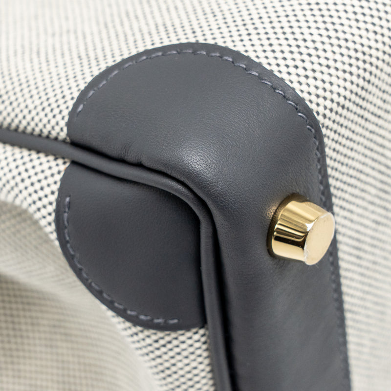Hermes Birkin 25 Toile Swift/Canvas Ecru-Ardoise/Ardoise GHW Stamp K