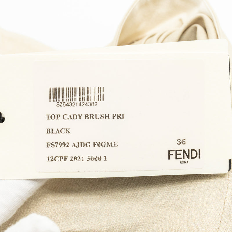 Fendi size 36 cady brush print shirt silk black/beige