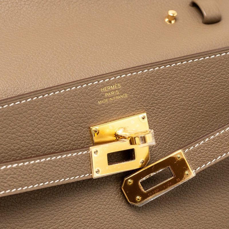 Hermes kelly to go Evercolor Etoupe GHW stamp W