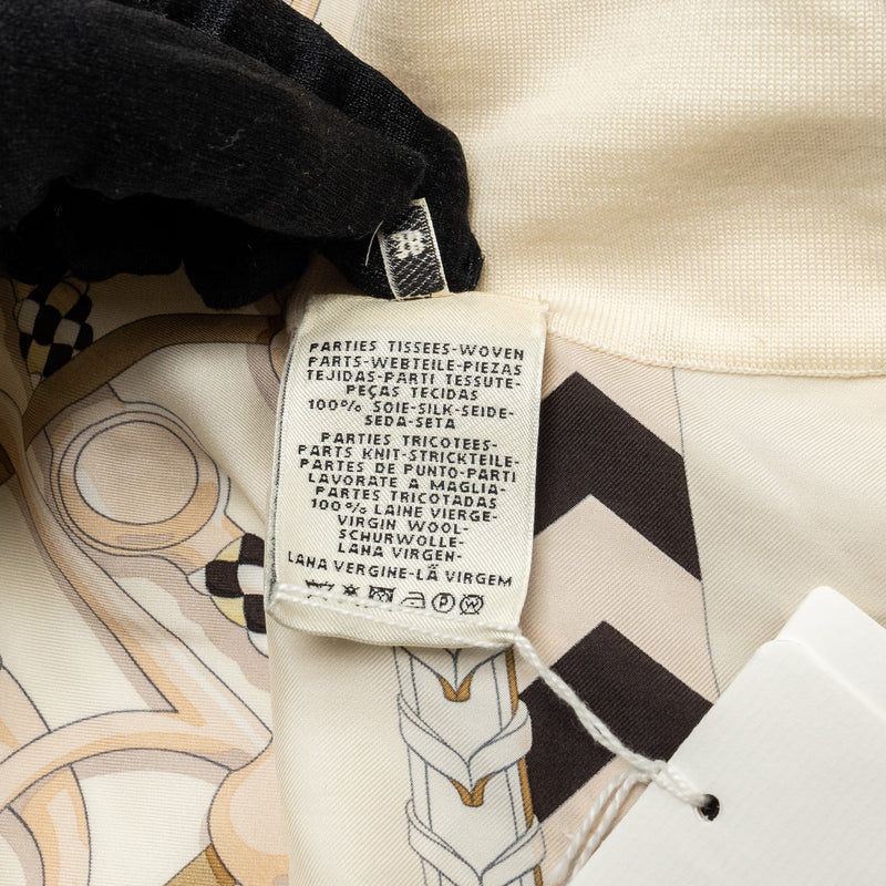 Hermes Size 38 Long Twillaine Cardigan Silk/Wool White/Multicolour