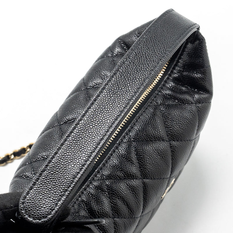 Chanel 25C Quilted Hobo Bag Caviar Black LGHW (Microchip)