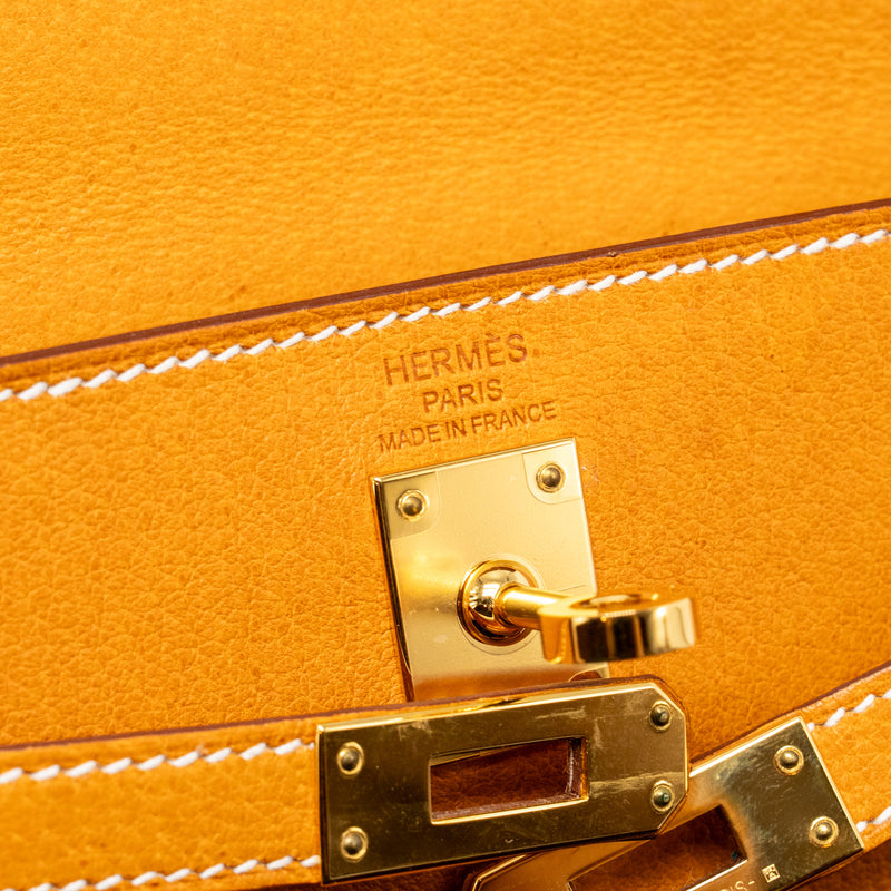 Hermes Kelly 25 Peau De Porc Toffee GHW Stamp U