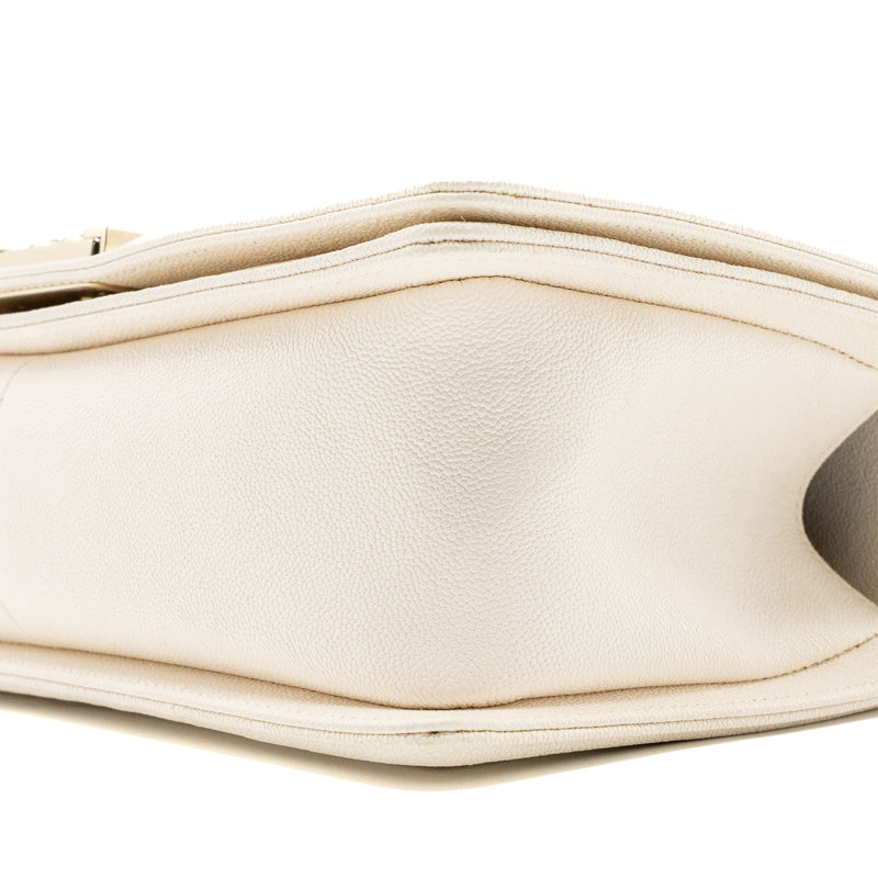 CHANEL MEDIUM LE BOY CAVIAR WHITE LGHW