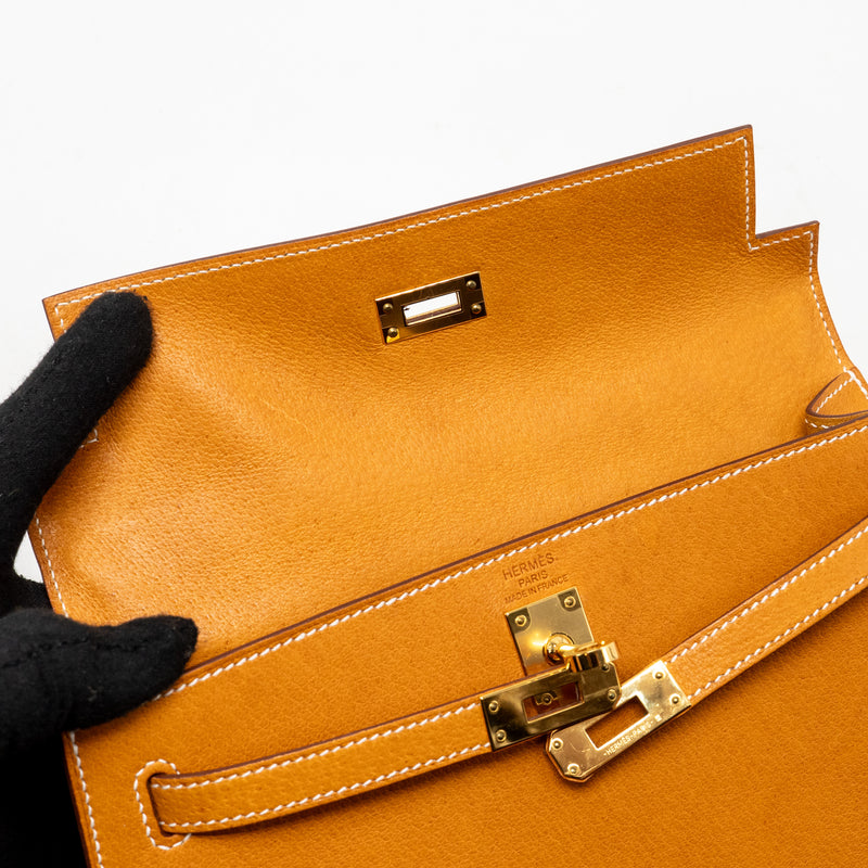 Hermes Kelly 25 Peau De Porc Toffee GHW Stamp U