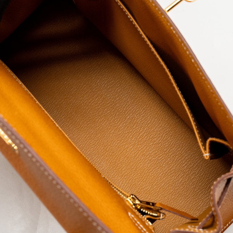 Hermes Kelly 25 Peau De Porc Toffee GHW Stamp U