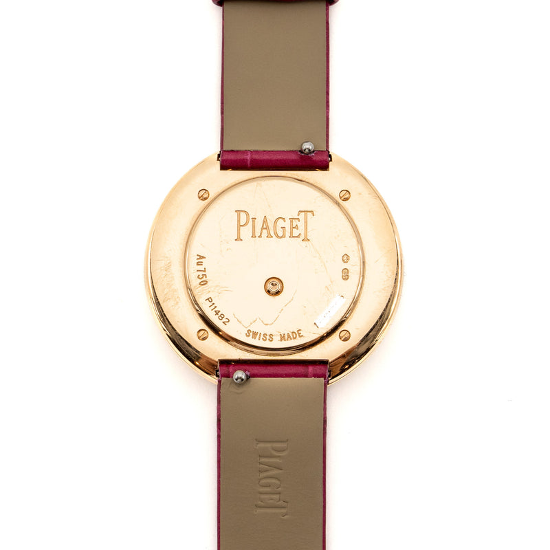 Piaget 34mm Possession Watch White Mother of Pearl Rose Gold, Diamonds Alligator Strap Model:G0A45092