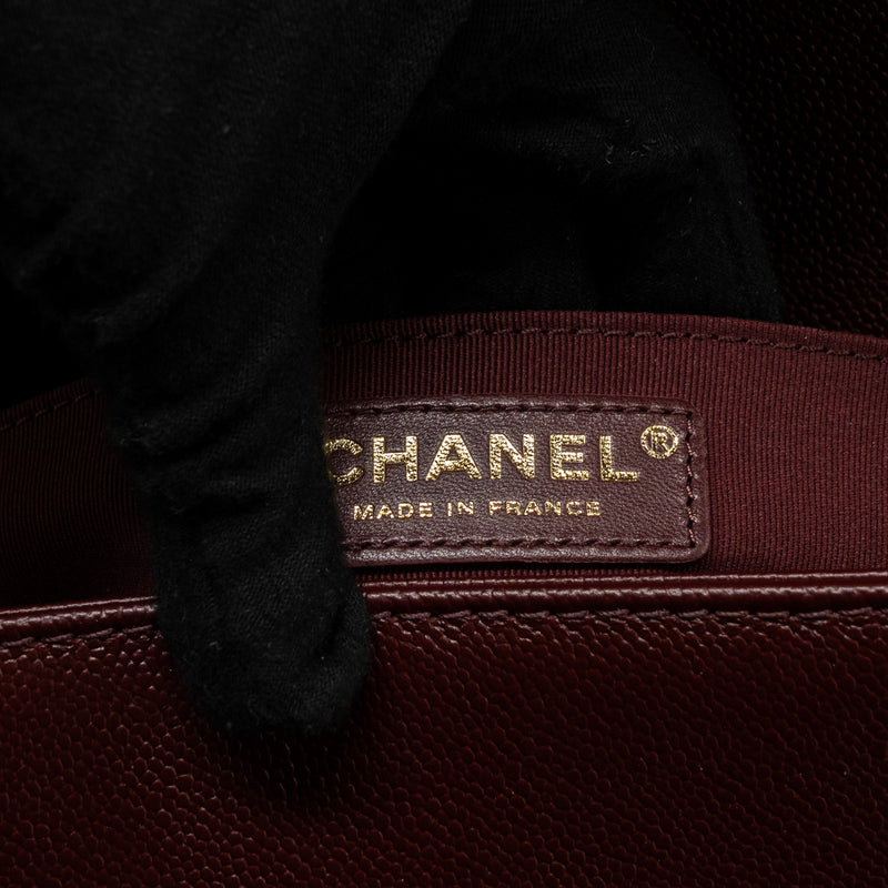 Chanel Medium Boy Bag Limited Edition Caviar Burgundy GHW(microchip)