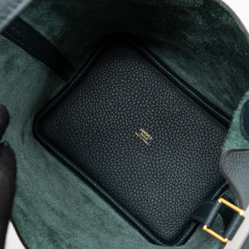 Hermes picotin 18 lock bag clemence vert cypres GHW stamp U