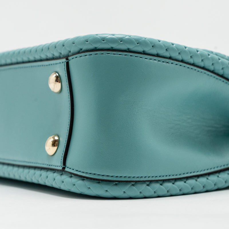 Salvatore Ferragamo Top Handle Flap Lock Bag Calfskin Turquoise LGHW