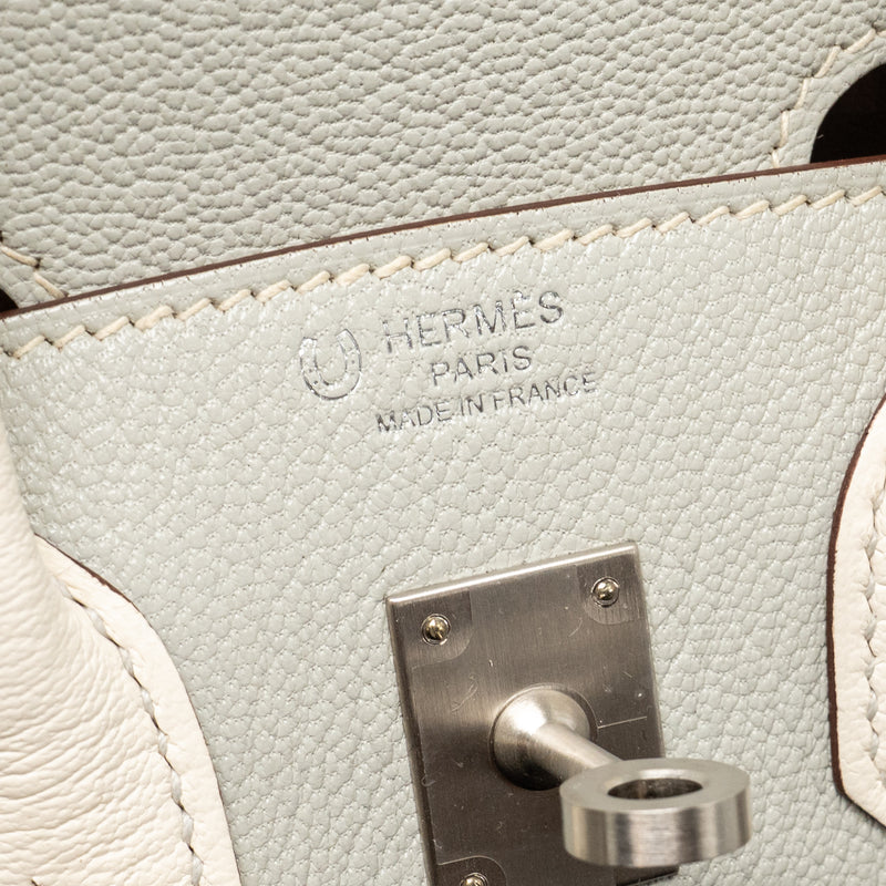 Hermes Birkin 25 Special Order Chèvre Mysore Gris Perle/Craie Brushed SHW Stamp U